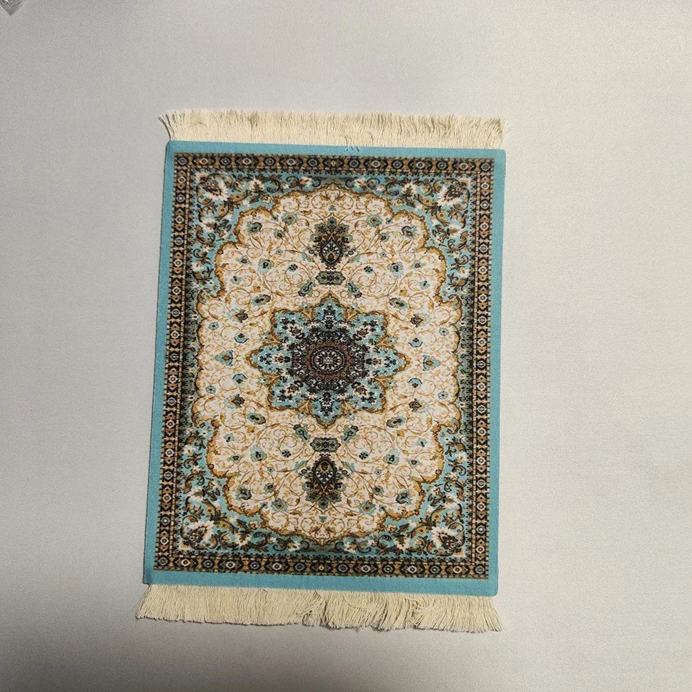 Woven Flower Persian Carpet Small Coaster Non-Slip Mouse Pad Desk Mat
