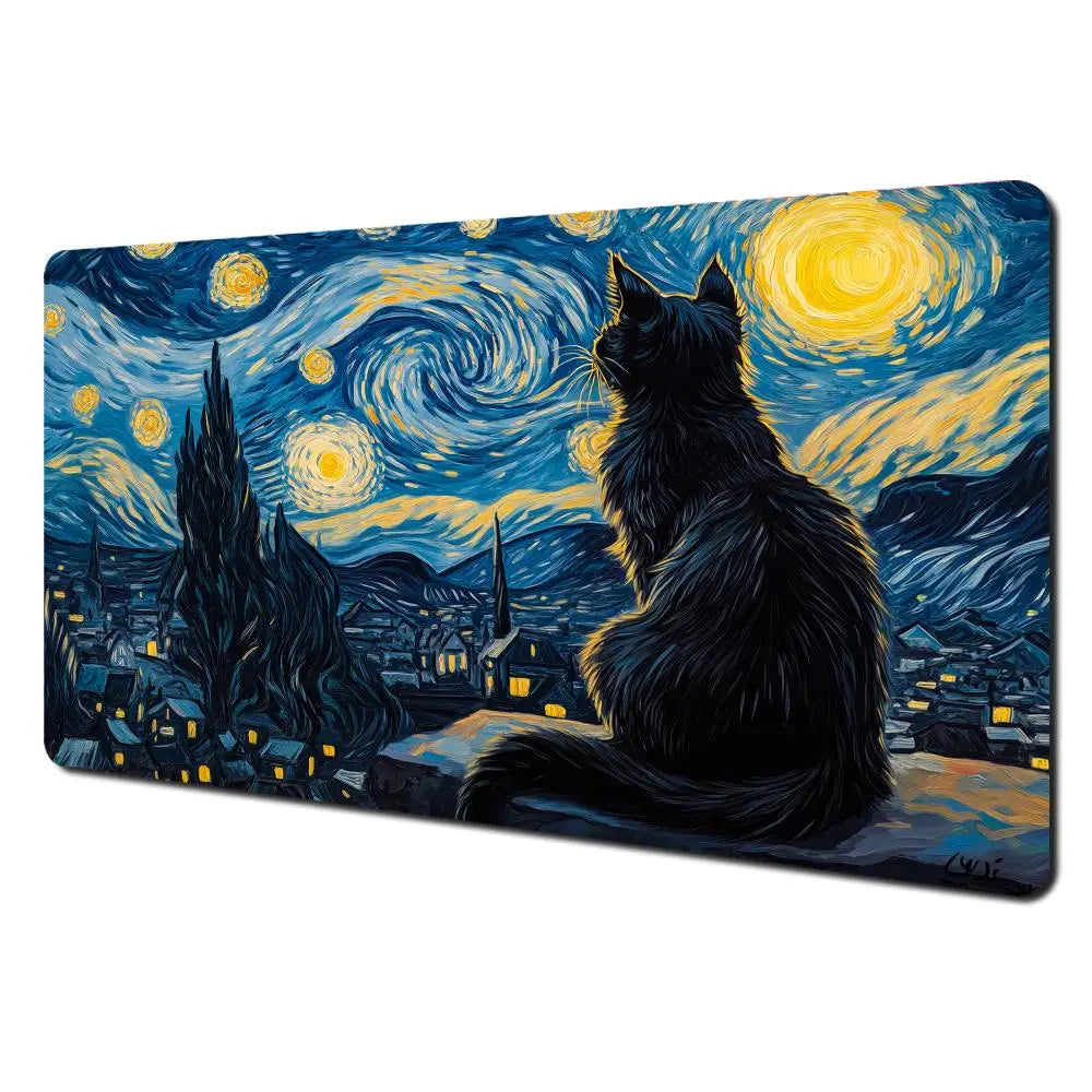 Magic Card Playmat Van Gogh Cat Anime TCG Gaming Mats Desk Mat