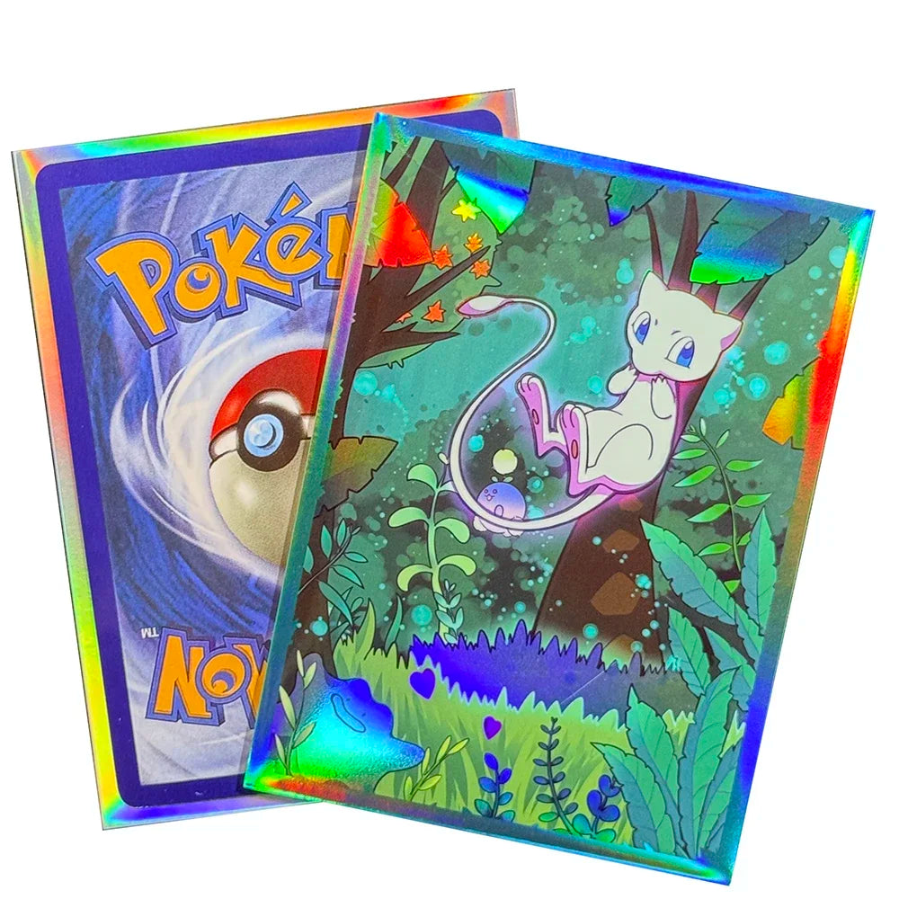 60PCS Holographic Mewtwo Card Sleeves PTCG Protective Covers 67x92mm