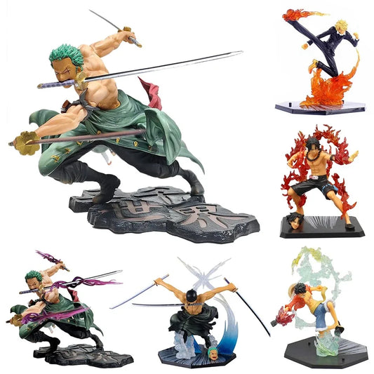 18CM One Piece Luffy Zoro Three-Blade PVC Action Figure Model Collectible