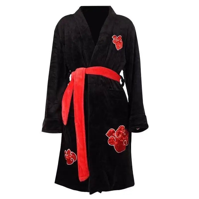 Naruto Akatsuki Itachi Robe Flannel Thermal Nightgown Cosplay Costume