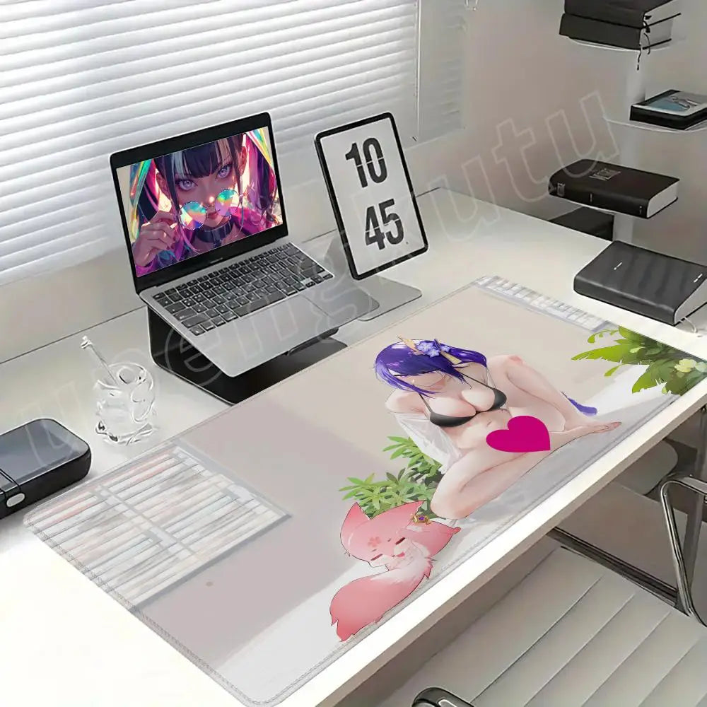 NSFW Anime Girl Desk Mat XXL Gaming Mouse Pad Genshin Style Topless Rubber R18 Playmat