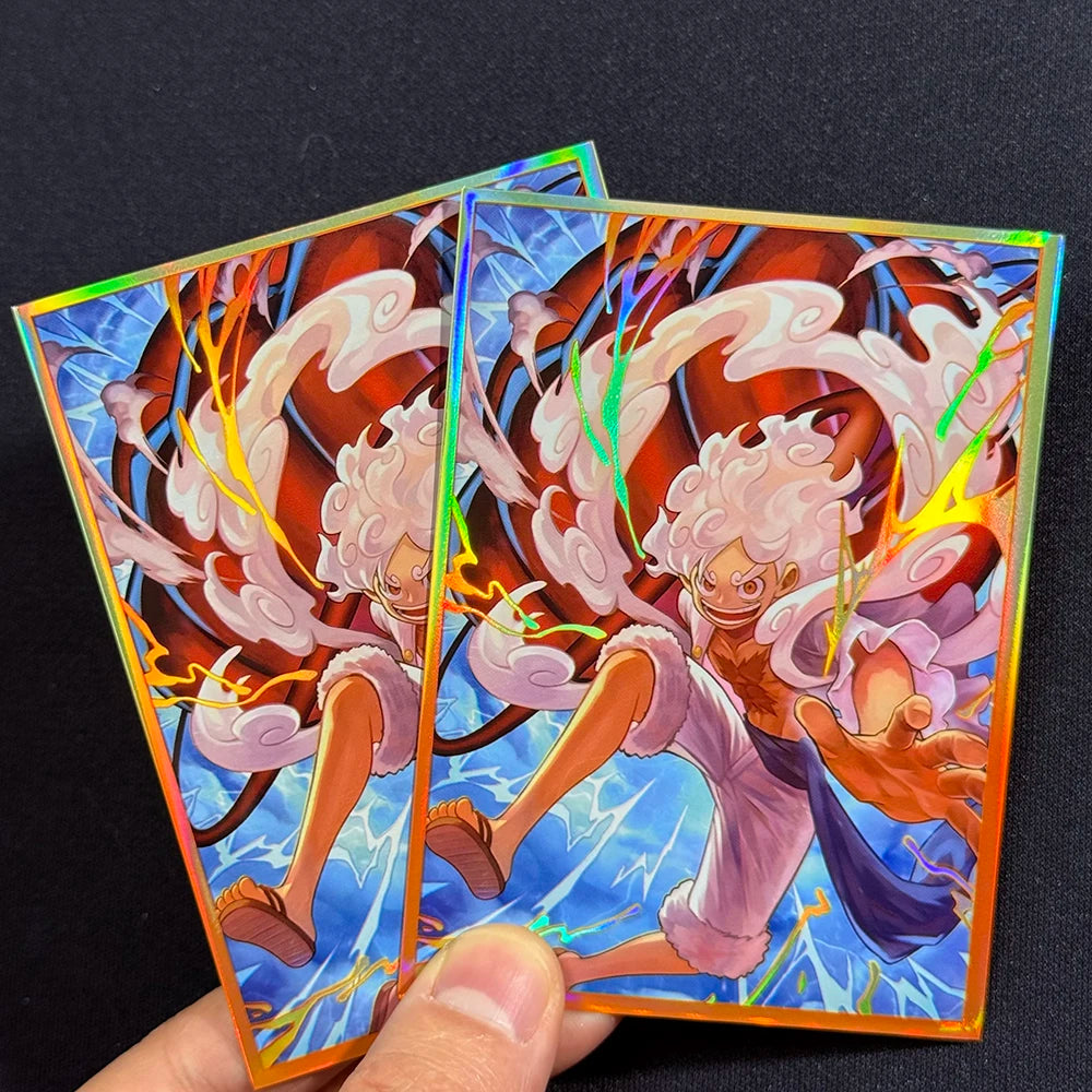 60PCS Luffy Card Sleeves Anime Holographic Foil Trading Card Protectors