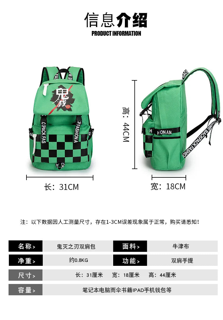 Demon Anime Waterproof Sport Backpack Gym Bag for Men Women Kids