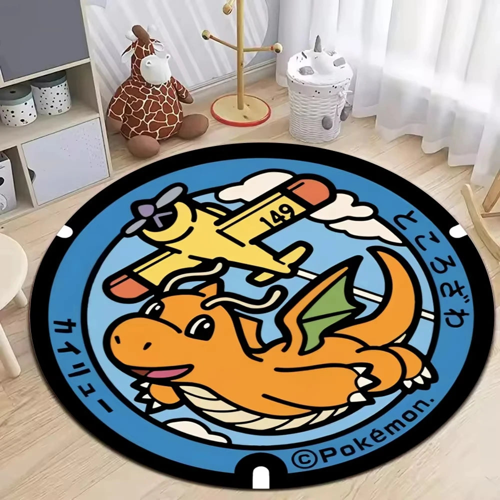 **** MINISO Pokemon Elves Round Rug Soft Non-Slip Mat for Living Room Bedroom