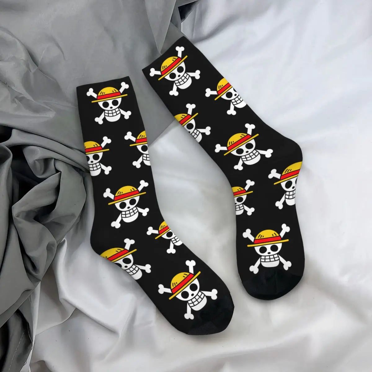Fashion Men's Socks Harajuku Anime Luffy Zoro Law Crew Unisex Socks