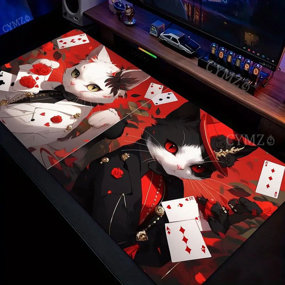 **** Ace of Hearts Cat Design Mouse Pad Desk Mat Rubber Anti-Slip Gaming Mat