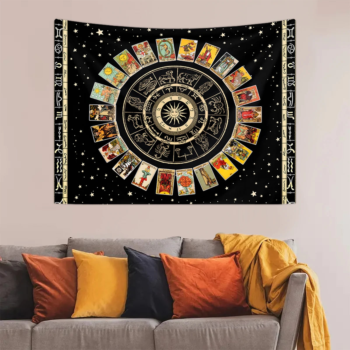 **** 1pc Tarot Card Tapestry Twelve Constellations Sun Moon Starry Sky