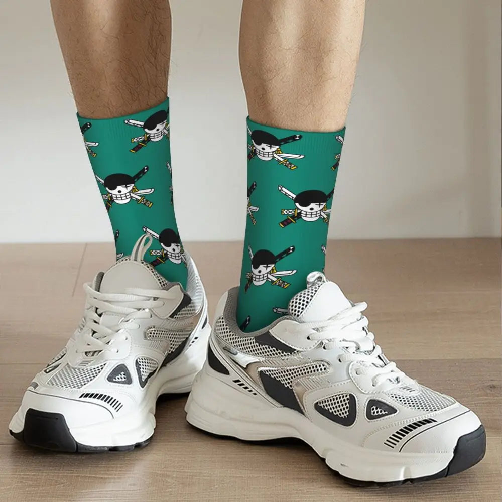 Anime Men's Socks Harajuku Luffy Zoro Trafalgar Law Unisex Crew Socks