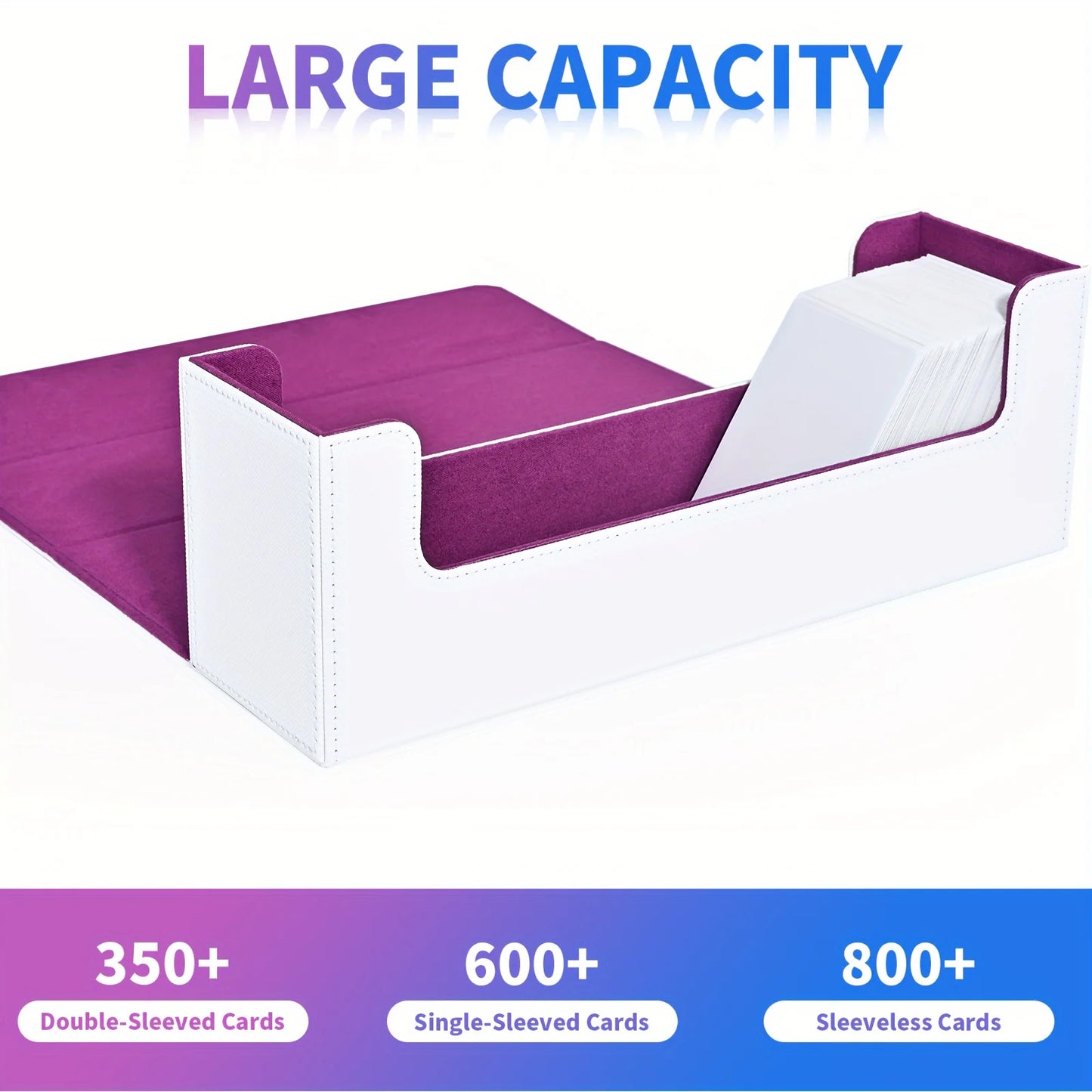 White & Purple PU Leather TCG Card Storage Box – Holds 600+ Sleeved Cards