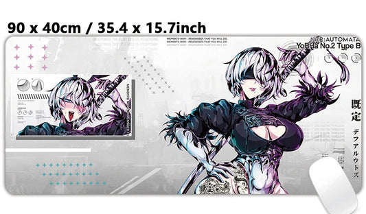 Mouse pad with anime character design and two sizes displayed