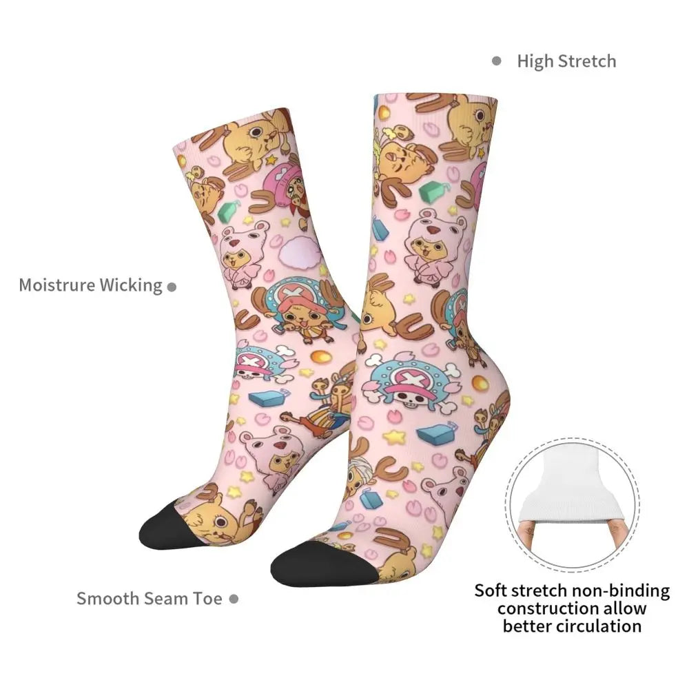Anime Men's Socks Harajuku Luffy Zoro Trafalgar Law Unisex Crew Socks