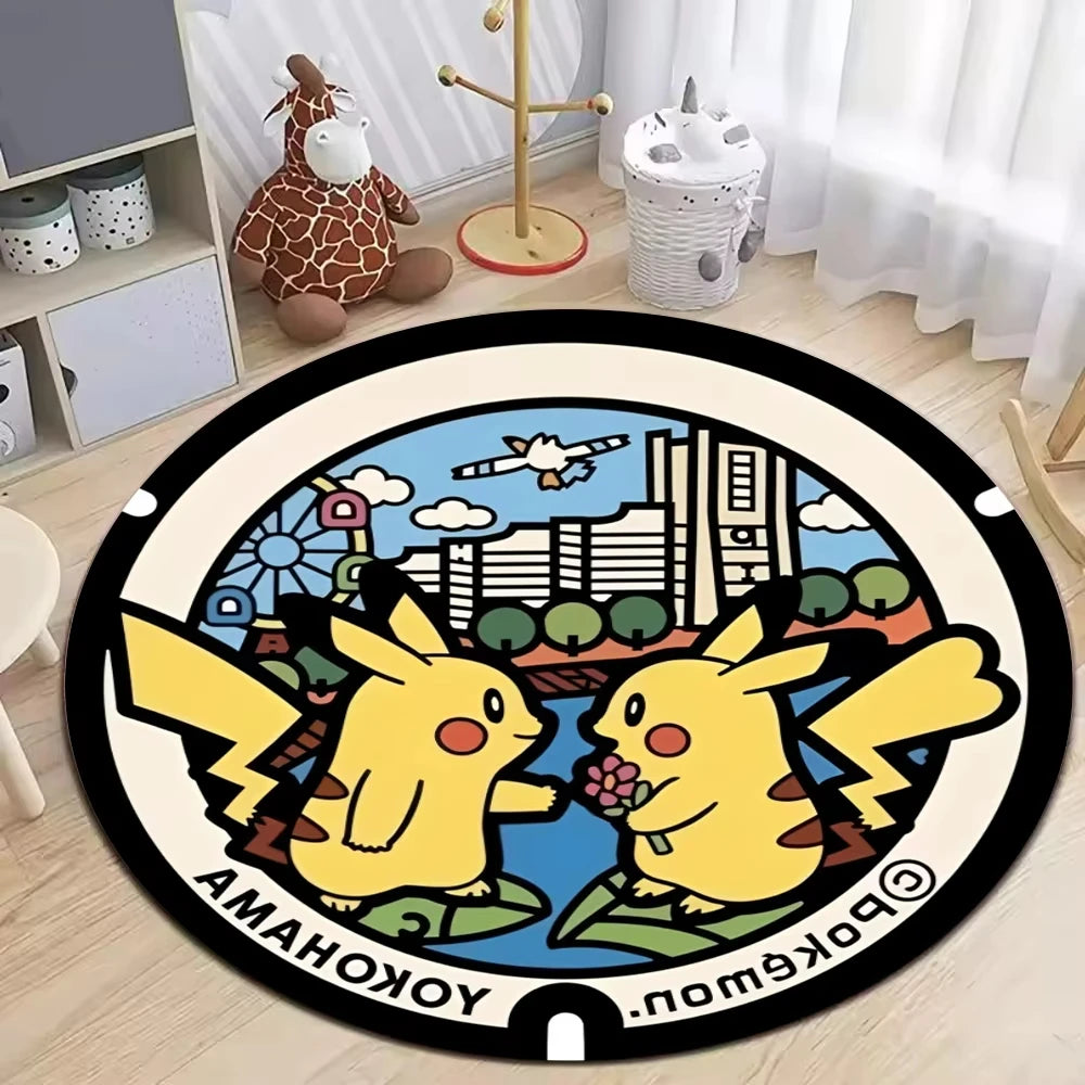 **** MINISO Pokemon Elves Round Rug Soft Non-Slip Mat for Living Room Bedroom