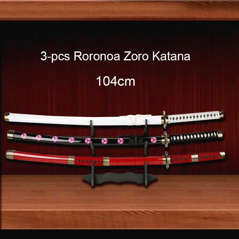 Zoro’s 3-Sword Style Set – 41-Inch Cosplay Katanas with Holder & Belt