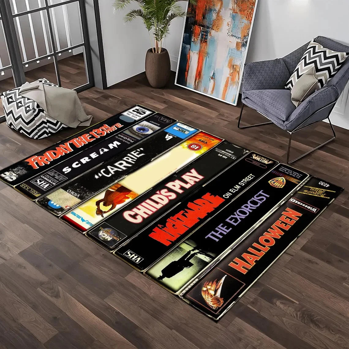 **** Vintage Horror VHS Film Print Rug Retro Carpet Living Room Bedroom Decor
