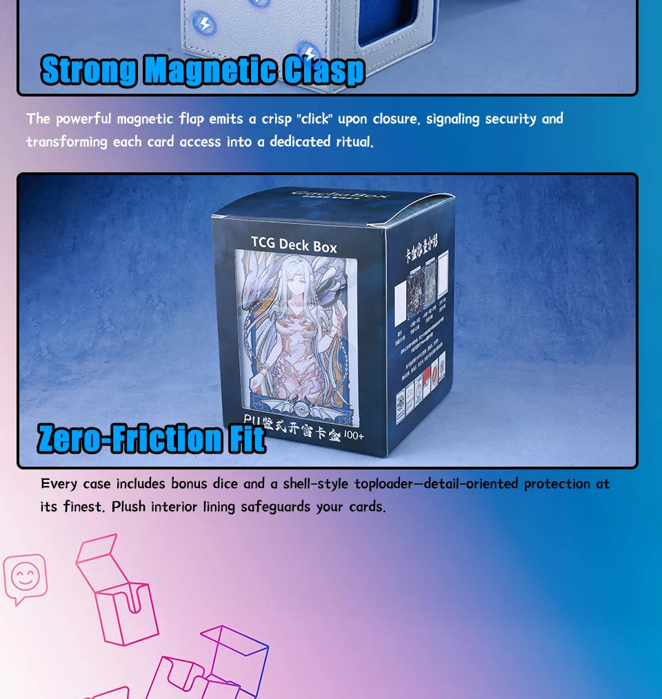 Maiden of White Dragon TCG Deck Box Magnetic PU Leather 120+ Cards