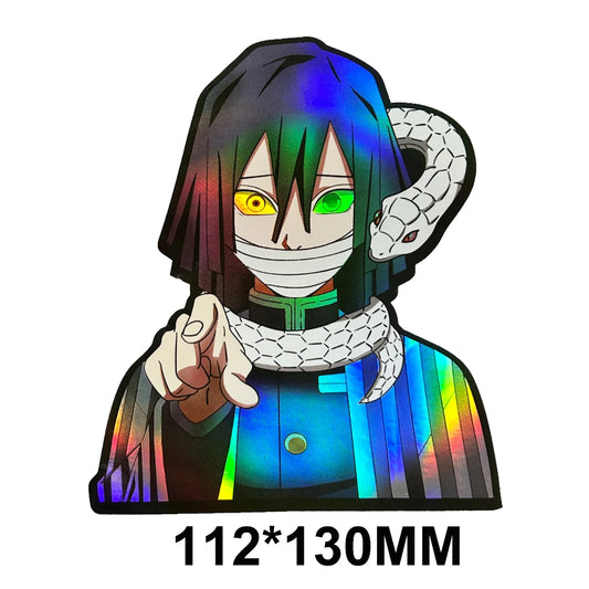 Demon Slayer Obanai Iguro Holographic Anime Sticker – Waterproof Laser Decal