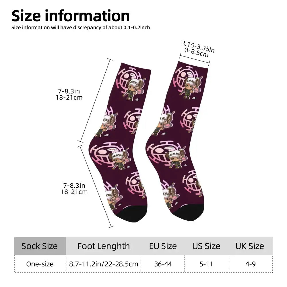 Anime Men's Socks Harajuku Luffy Zoro Trafalgar Law Unisex Crew Socks
