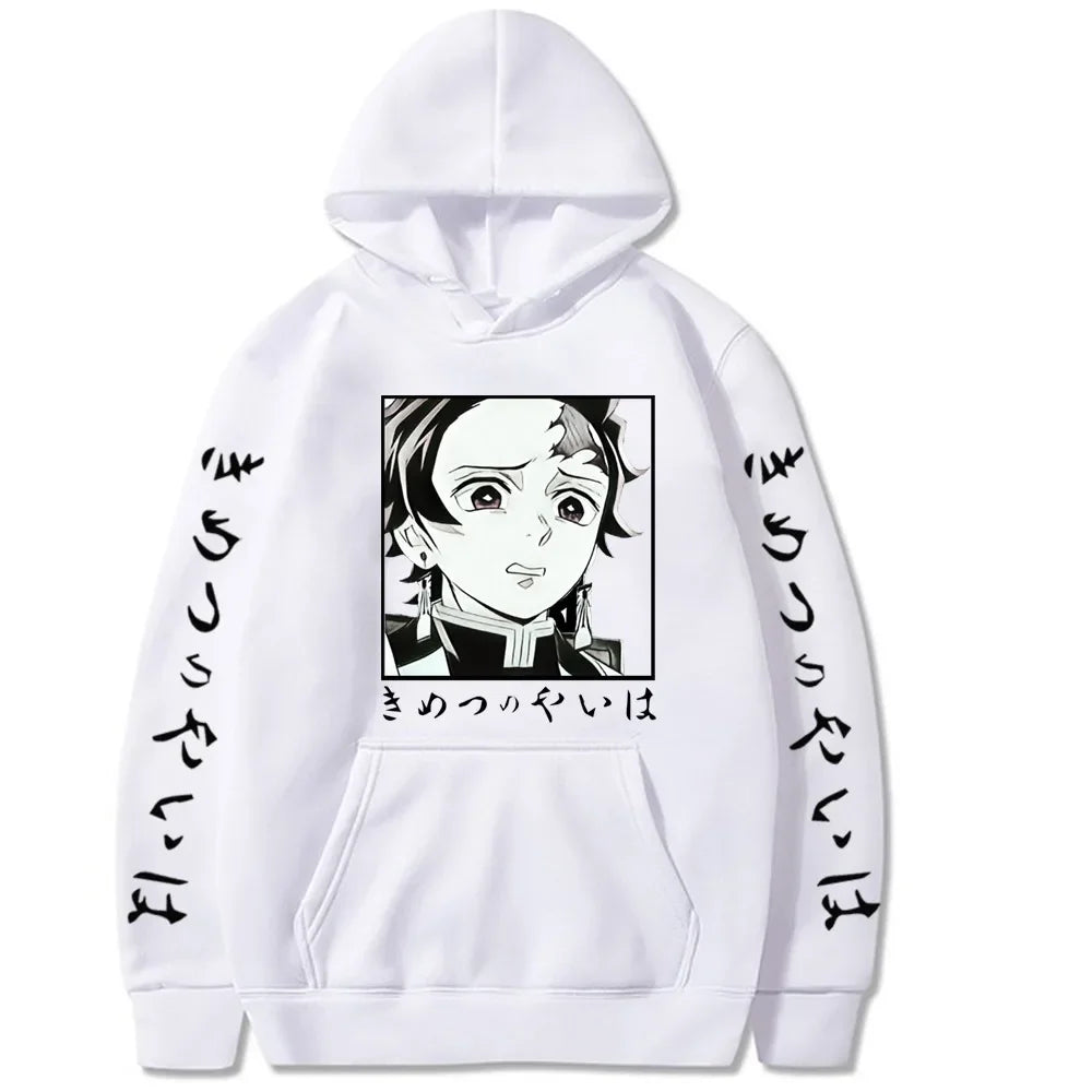 Tanjiro Manga Panel Demon Slayer Hoodie – White Edition (Unisex)
