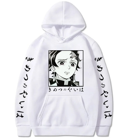 Tanjiro Manga Panel Demon Slayer Hoodie – White Edition (Unisex)