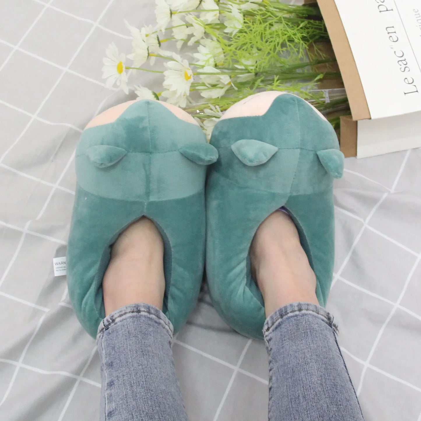 Pokemon Snorlax Plush Slippers Winter Warm Cotton Shoes Couple Gift