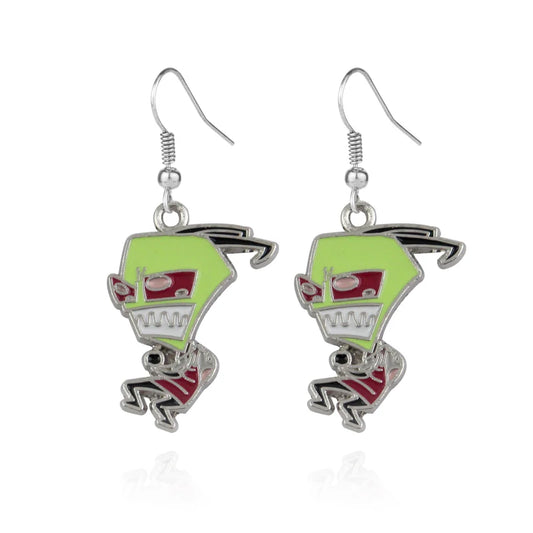 Invader Zim | Irken Zim Chibi Drop Earrings – Zinc-Alloy Cosplay Jewelry Pair