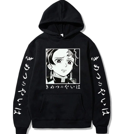 Tanjiro Manga Panel Demon Slayer Hoodie – Black Monochrome Edition (Unisex)
