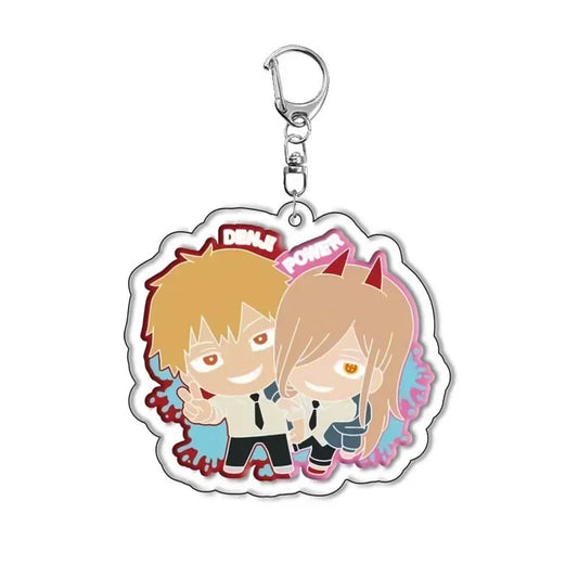 Chainsaw Man Denji & Power Acrylic Keychain – 1.6 × 2.4-Inch Duo Bag Charm