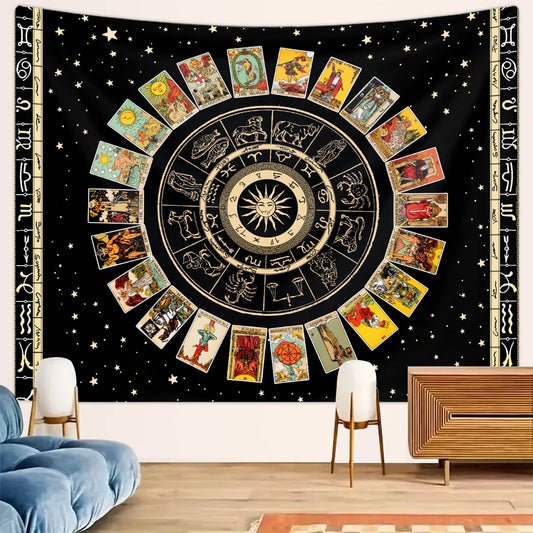 **** 1pc Tarot Card Tapestry Twelve Constellations Sun Moon Starry Sky
