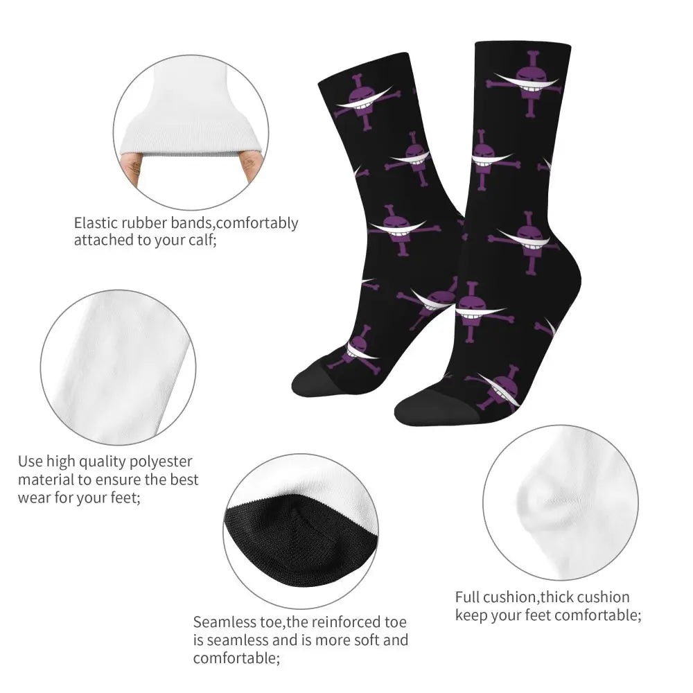 Anime Men's Socks Harajuku Luffy Zoro Trafalgar Law Unisex Crew Socks