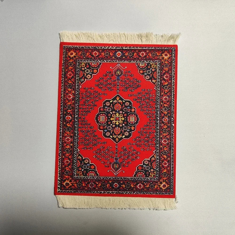Woven Flower Persian Carpet Small Coaster Non-Slip Mouse Pad Desk Mat