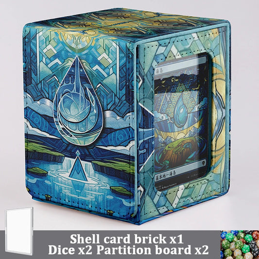 Island Mana Double-Deck Commander Box – PU Leather Card Storage for 100+ Sleeved MTG / TCG Cards