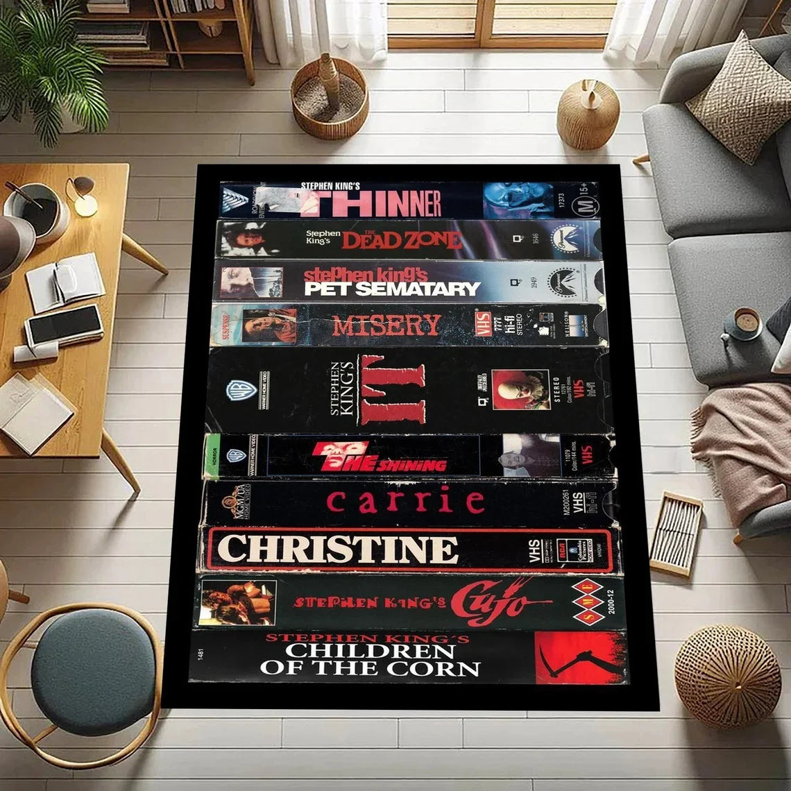 **** Vintage Horror VHS Film Print Rug Retro Carpet Living Room Bedroom Decor
