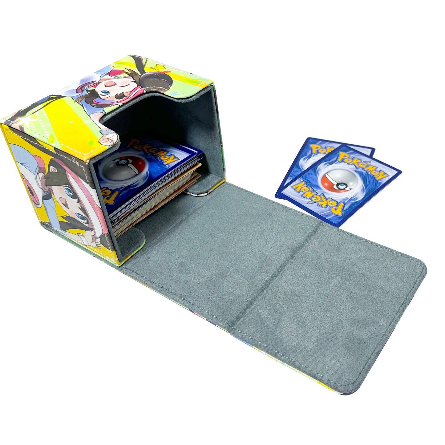 Big Size Anime Pokemon Figure Deck Box TCG Storage 110+ Cards