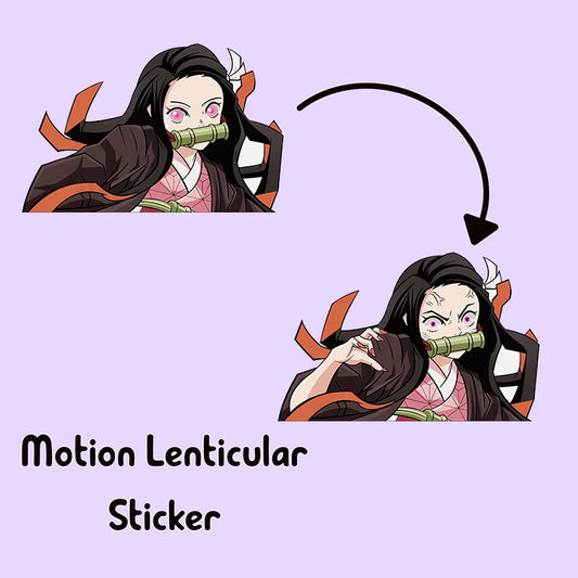 Nezuko Kamado 3D Motion Lenticular Sticker – Demon Slayer Anime Waterproof Decal