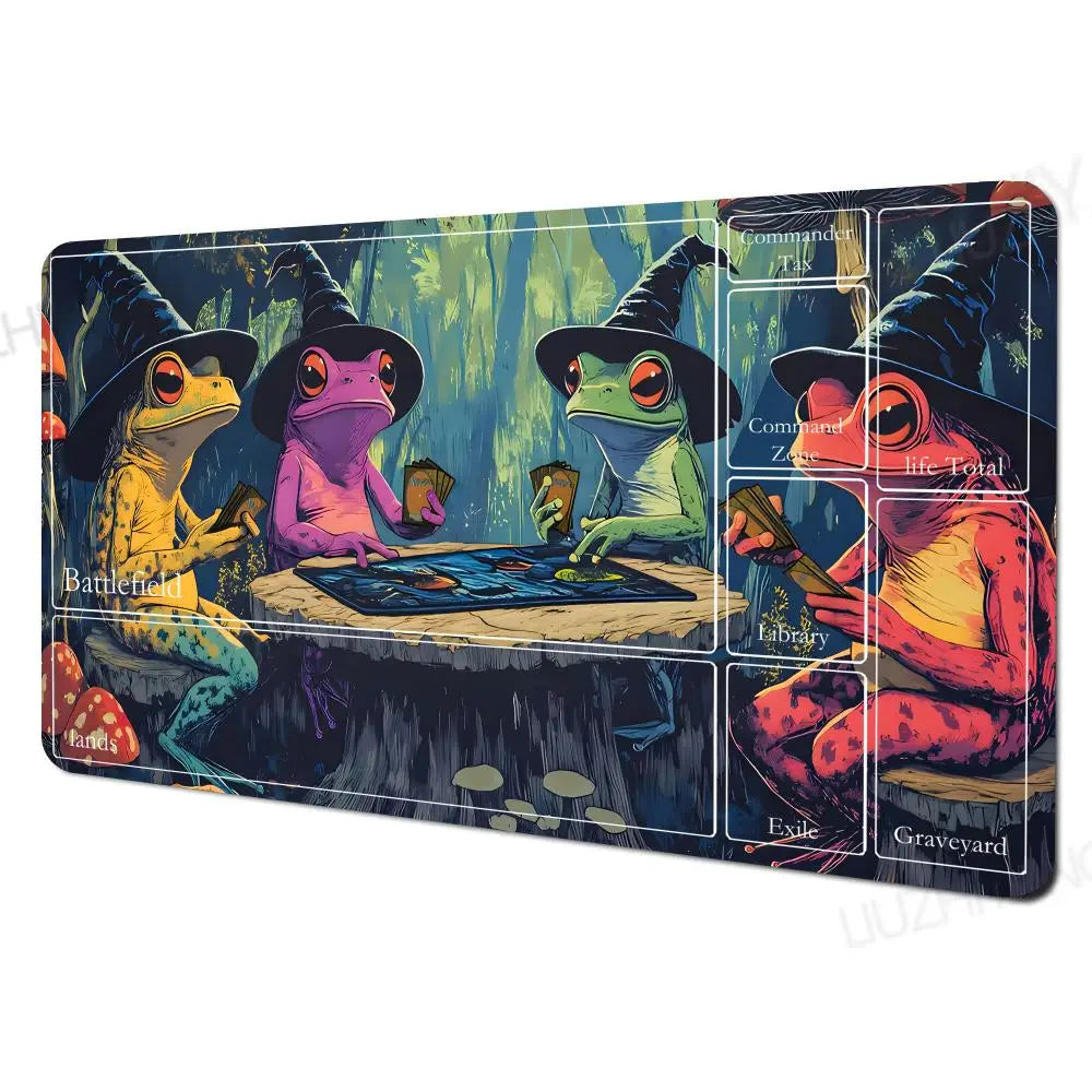 Frog Wizard Mouse Pad Magic Zones Game Mat for MTG TCG Card Battle