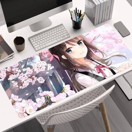 XXL Anime Cherry Blossom Girl Mouse Pad – 900x400mm Large Gaming Desk Mat
