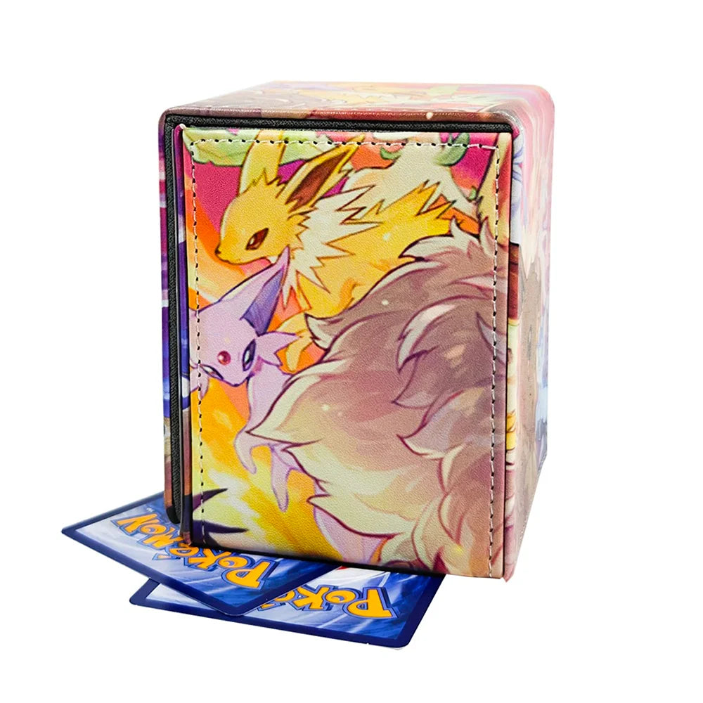Premium Imitation Leather Pokemon Card Box Holds 100+ TCG Cards