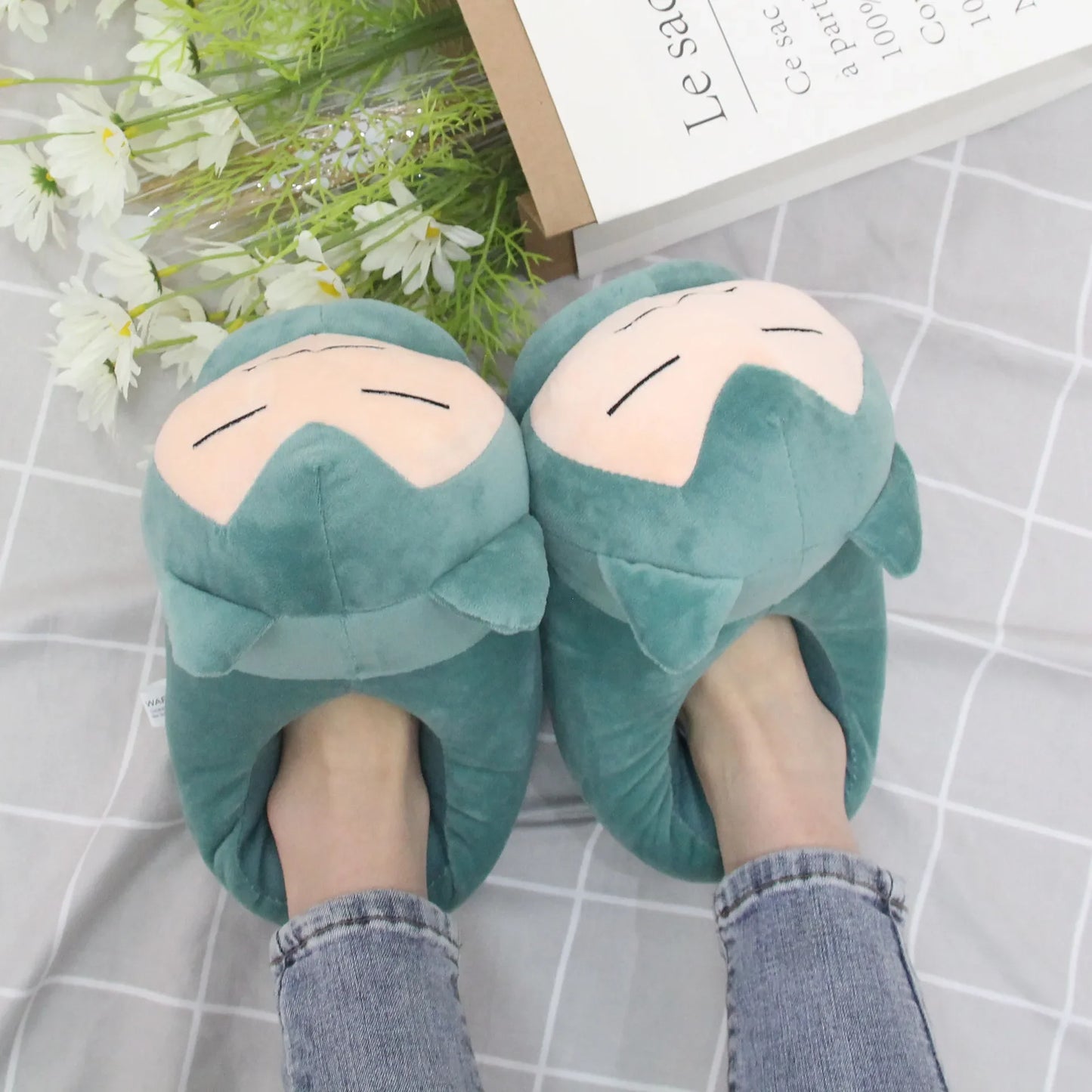 Pokemon Snorlax Plush Slippers Winter Warm Cotton Shoes Couple Gift