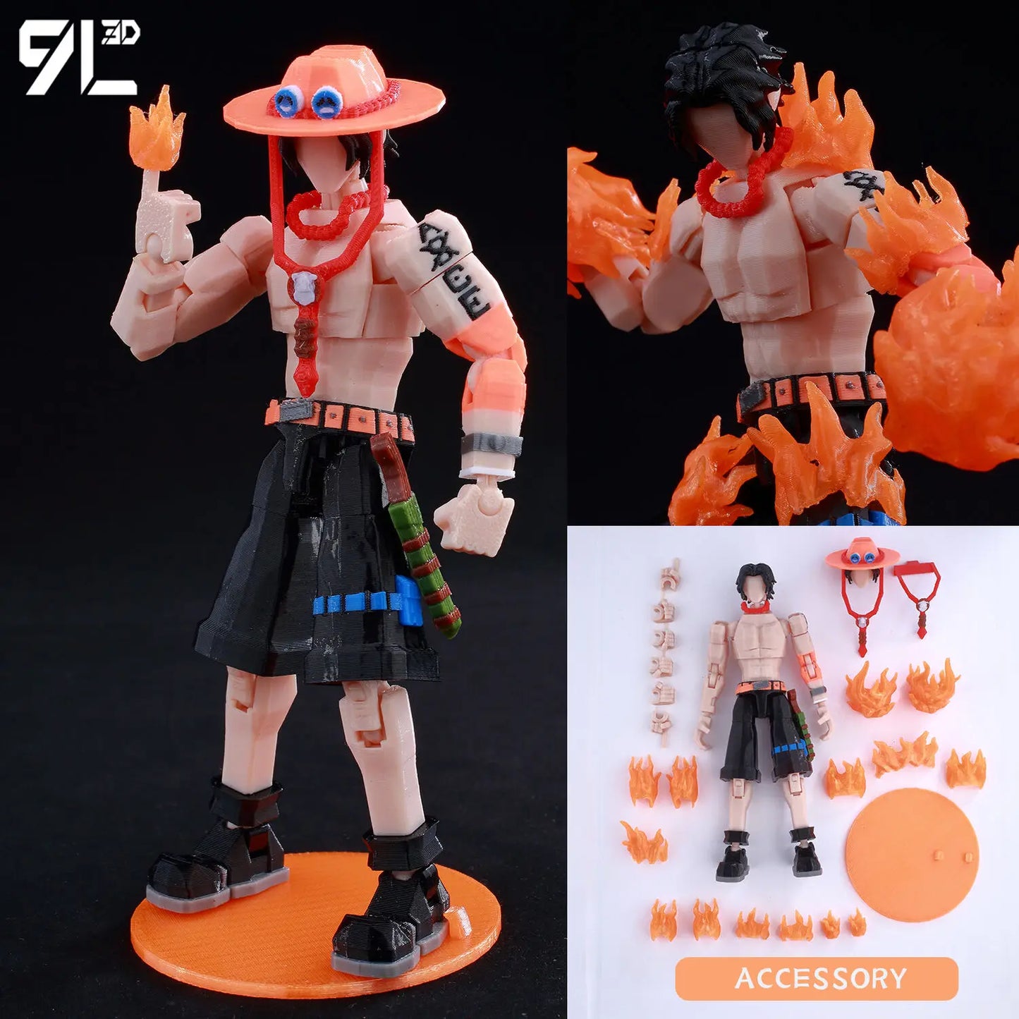 9L3D “Lucky Dummy 13” Portgas D. Ace Figure – 5.5-Inch One Piece Action Model