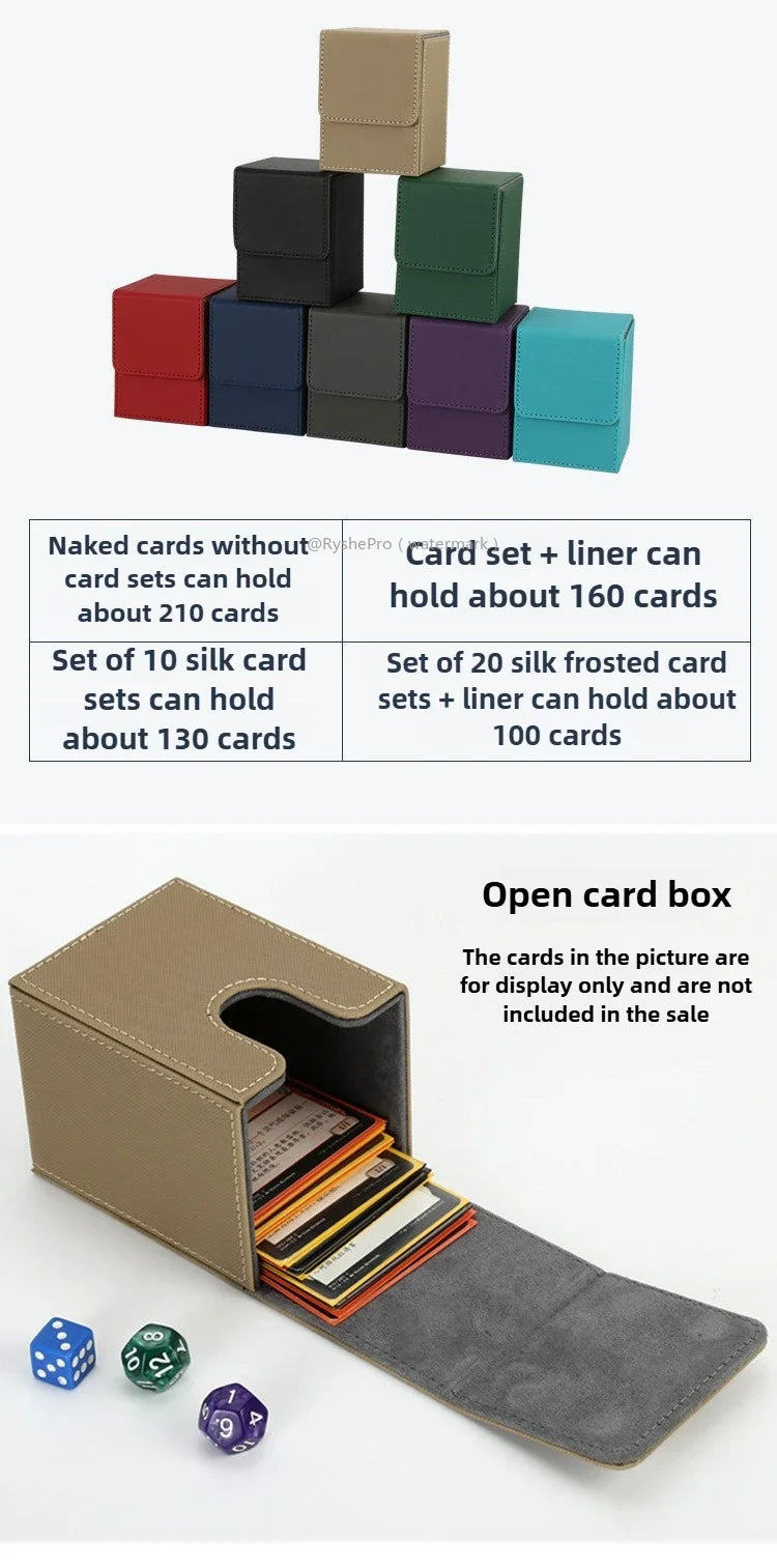 Vertical PU Leather Card Deck Box – Fits 100+ Sleeved Cards with 2 Dividers