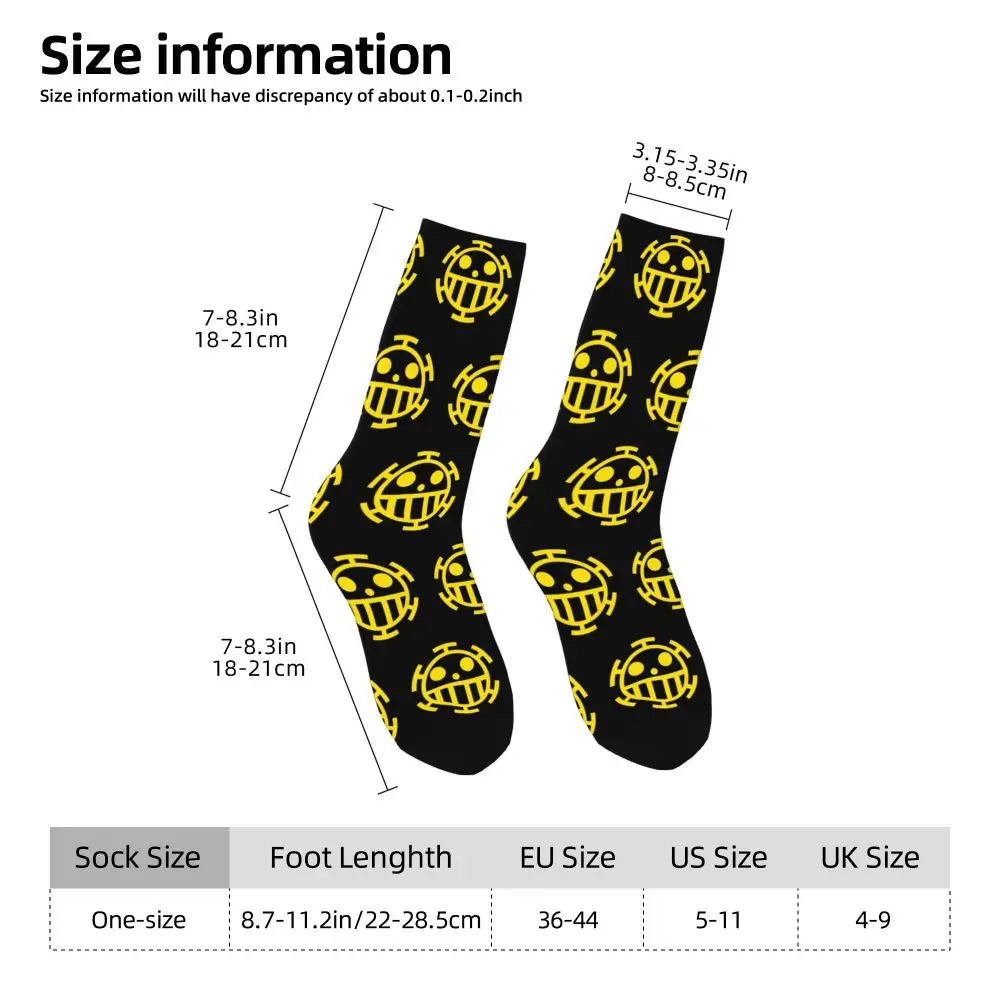 Anime Men's Socks Harajuku Luffy Zoro Trafalgar Law Unisex Crew Socks