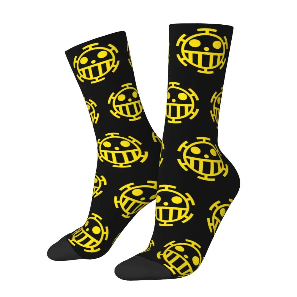 Anime Men's Socks Harajuku Luffy Zoro Trafalgar Law Unisex Crew Socks