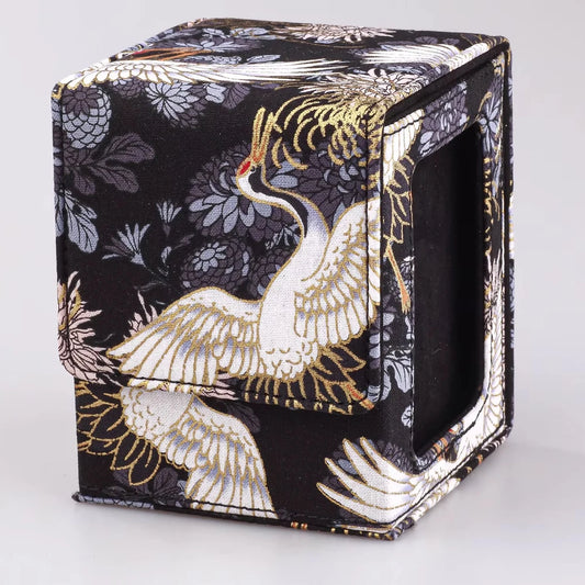 Premium Fabric Crane Pattern 100+ Card Deck Box for MTG, TCG, CCG