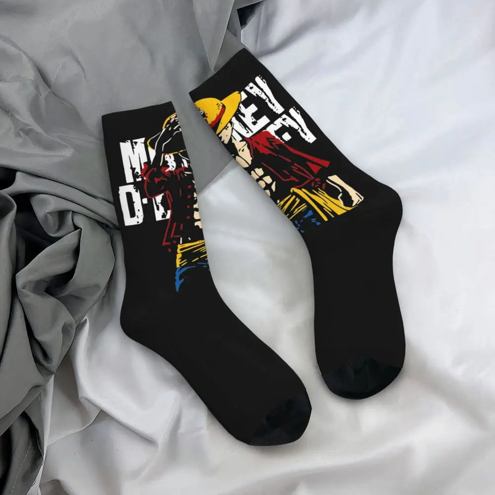 Anime Men's Socks Harajuku Luffy Zoro Trafalgar Law Unisex Crew Socks