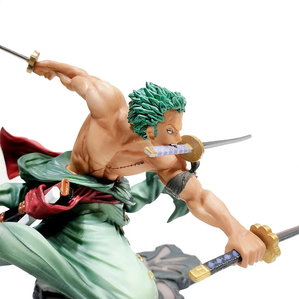 18CM One Piece Luffy Zoro Three-Blade PVC Action Figure Model Collectible