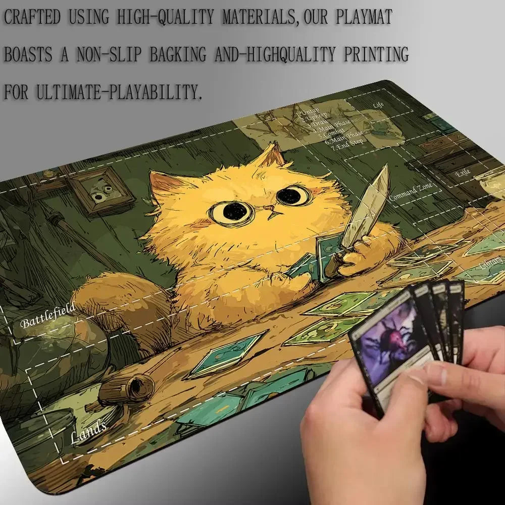 **** Cartoon-Style Cat Magic Playmat Gaming Mat 60x35cm TCG Desk Mat
