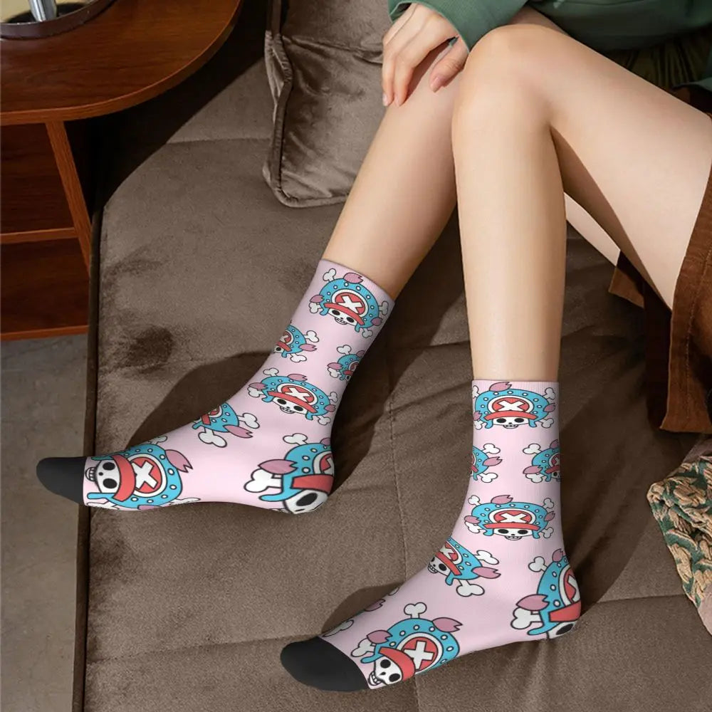Anime Men's Socks Harajuku Luffy Zoro Trafalgar Law Unisex Crew Socks