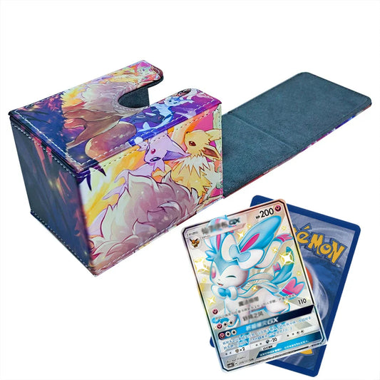 Premium Imitation Leather Pokemon Card Box Holds 100+ TCG Cards