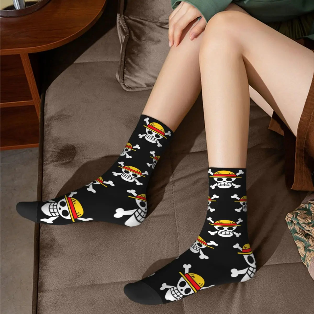 Anime Men's Socks Harajuku Luffy Zoro Trafalgar Law Unisex Crew Socks
